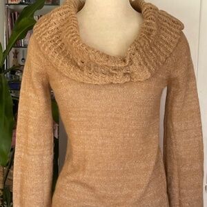 TOCCA Kid Mohair & Wool Caramel Sweater with Crocheted Neckline - Small
